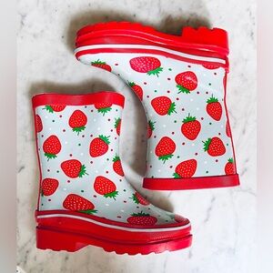 Size 7/8 Lily&Dan Girl’s Rain Boots - Strawberry